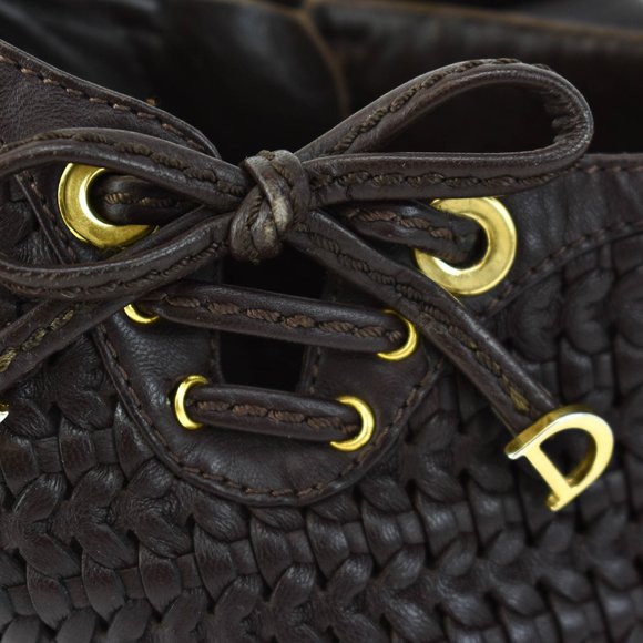 DIOR: Dark Brown Woven Leather & "CD" Logo Booties - Picture 5 of 11